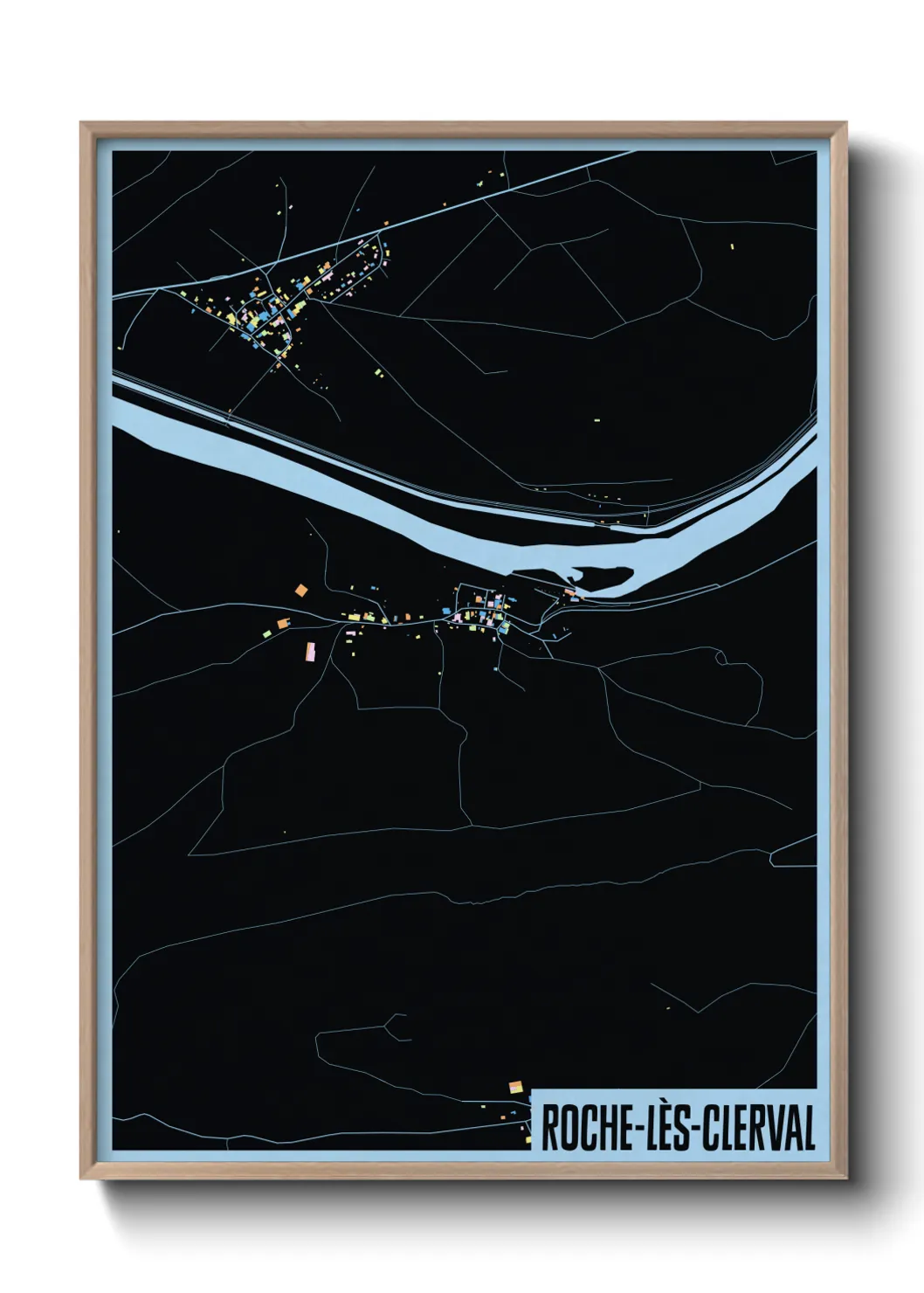 Une affiche de carte sur Roche-lès-Clerval