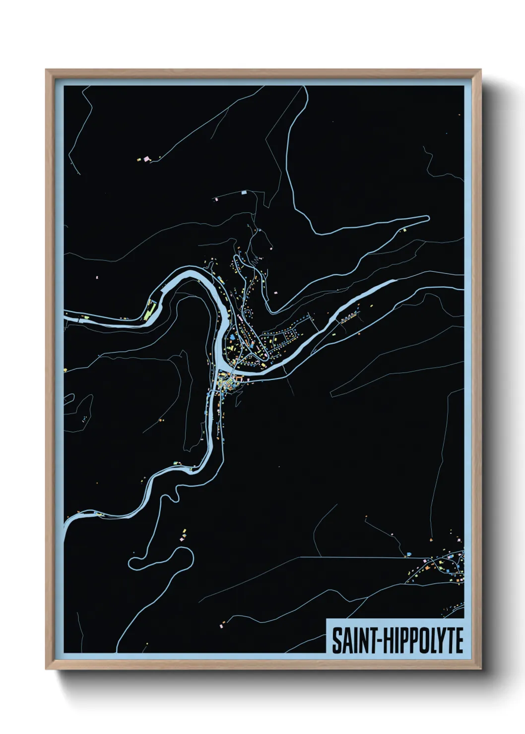 Une affiche de carte sur Saint-Hippolyte