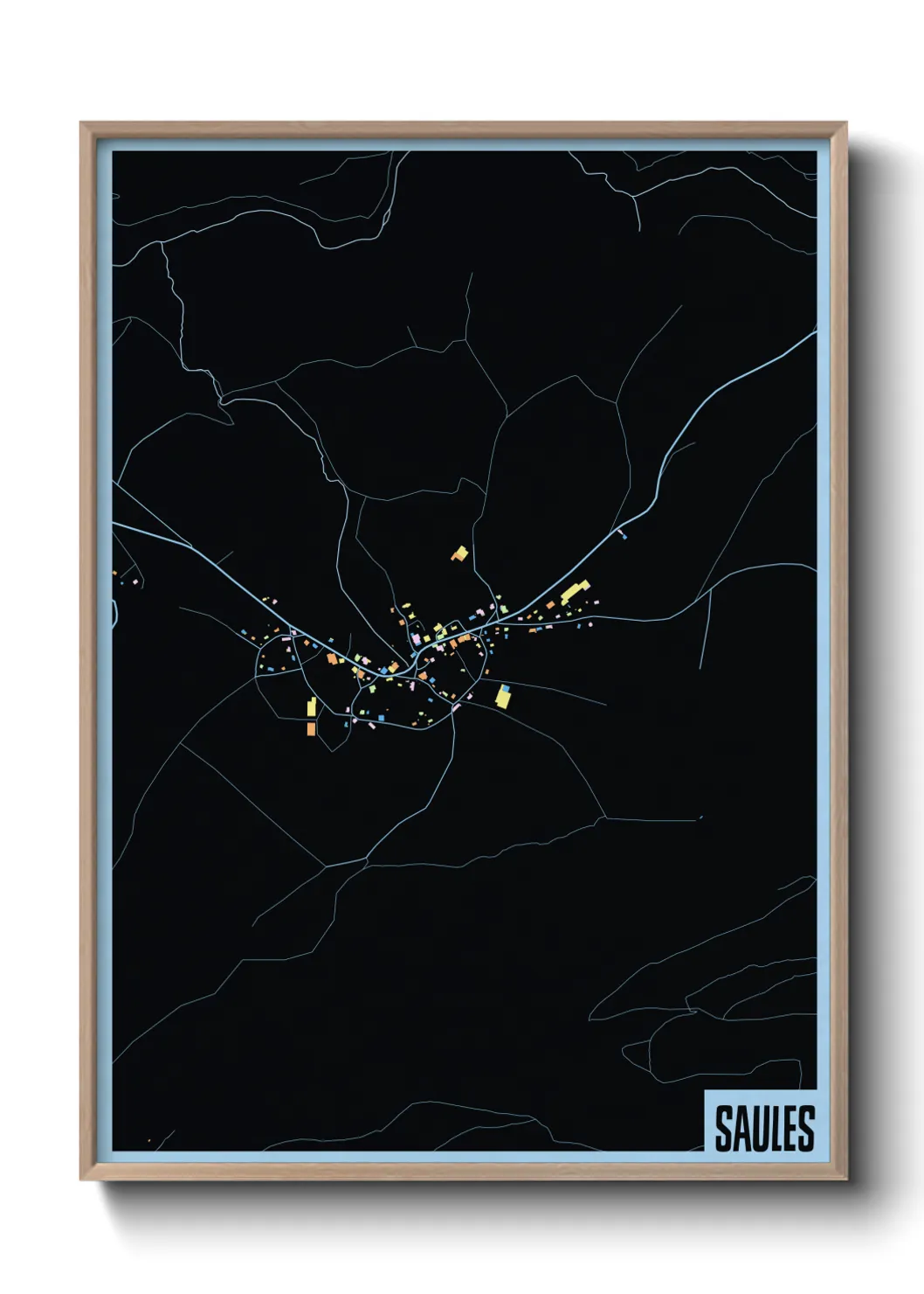 Une affiche de carte sur Saules