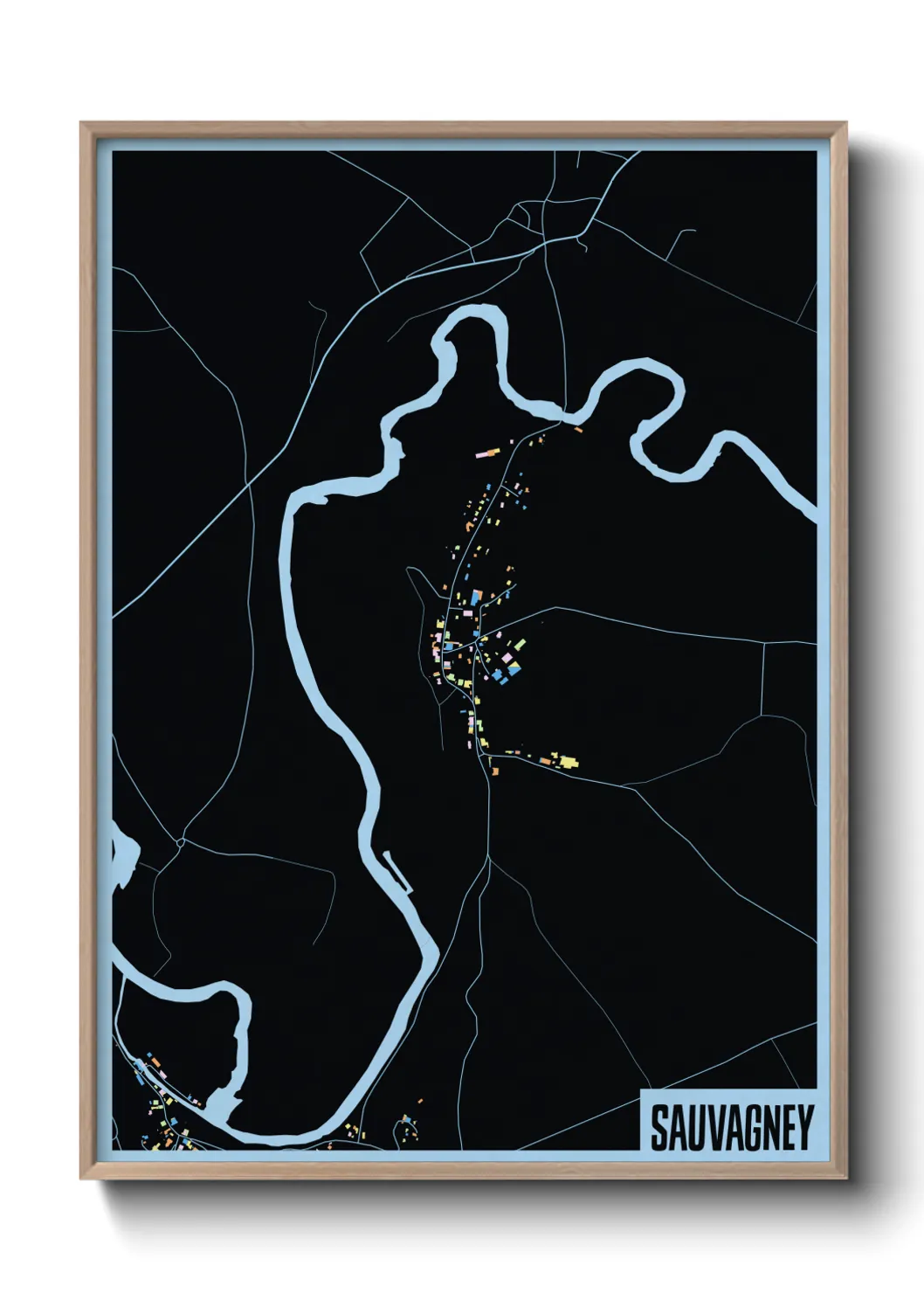 Une affiche de carte sur Sauvagney