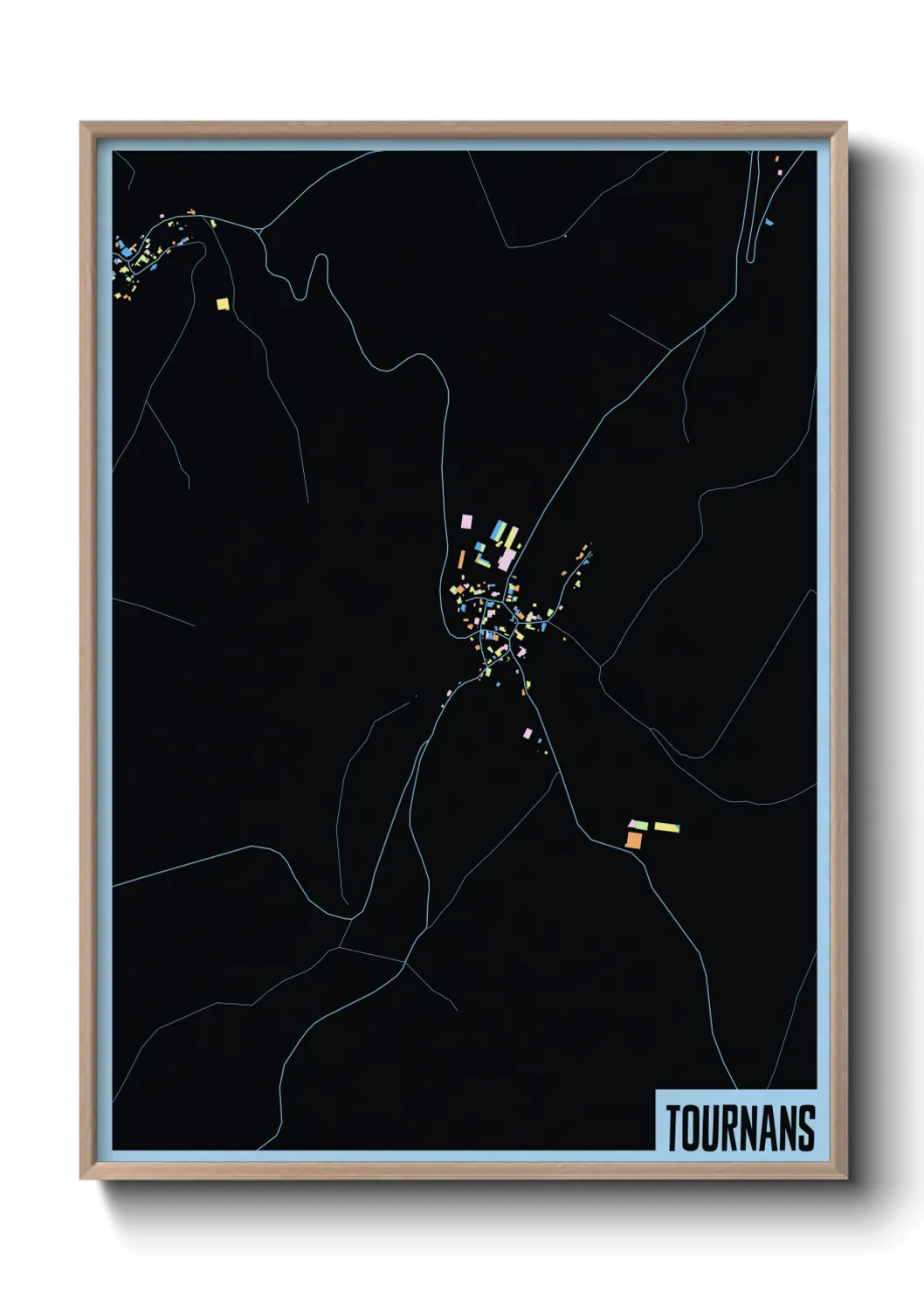 Une affiche de carte sur Tournans