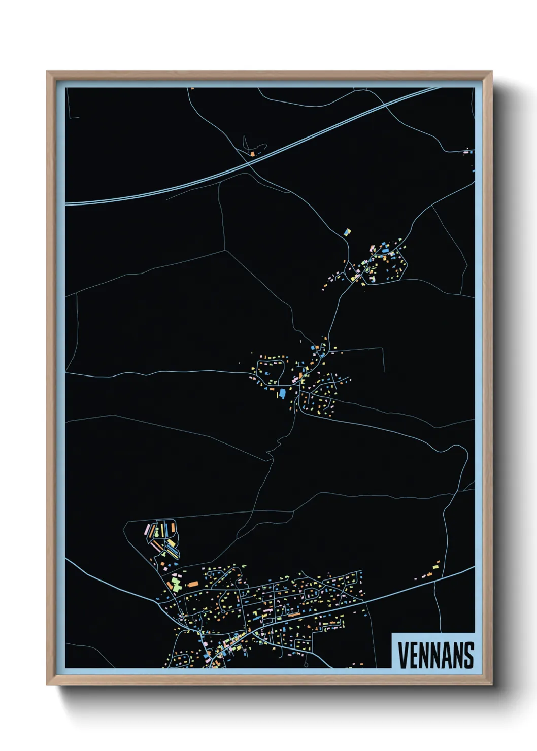 Une affiche de carte sur Vennans