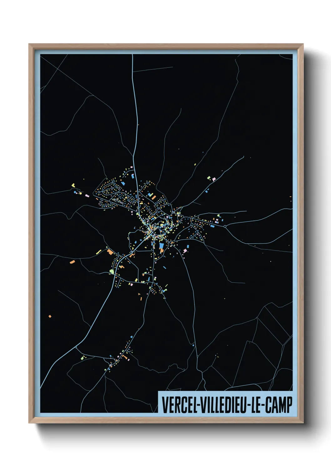 Une affiche de carte sur Vercel-Villedieu-le-Camp