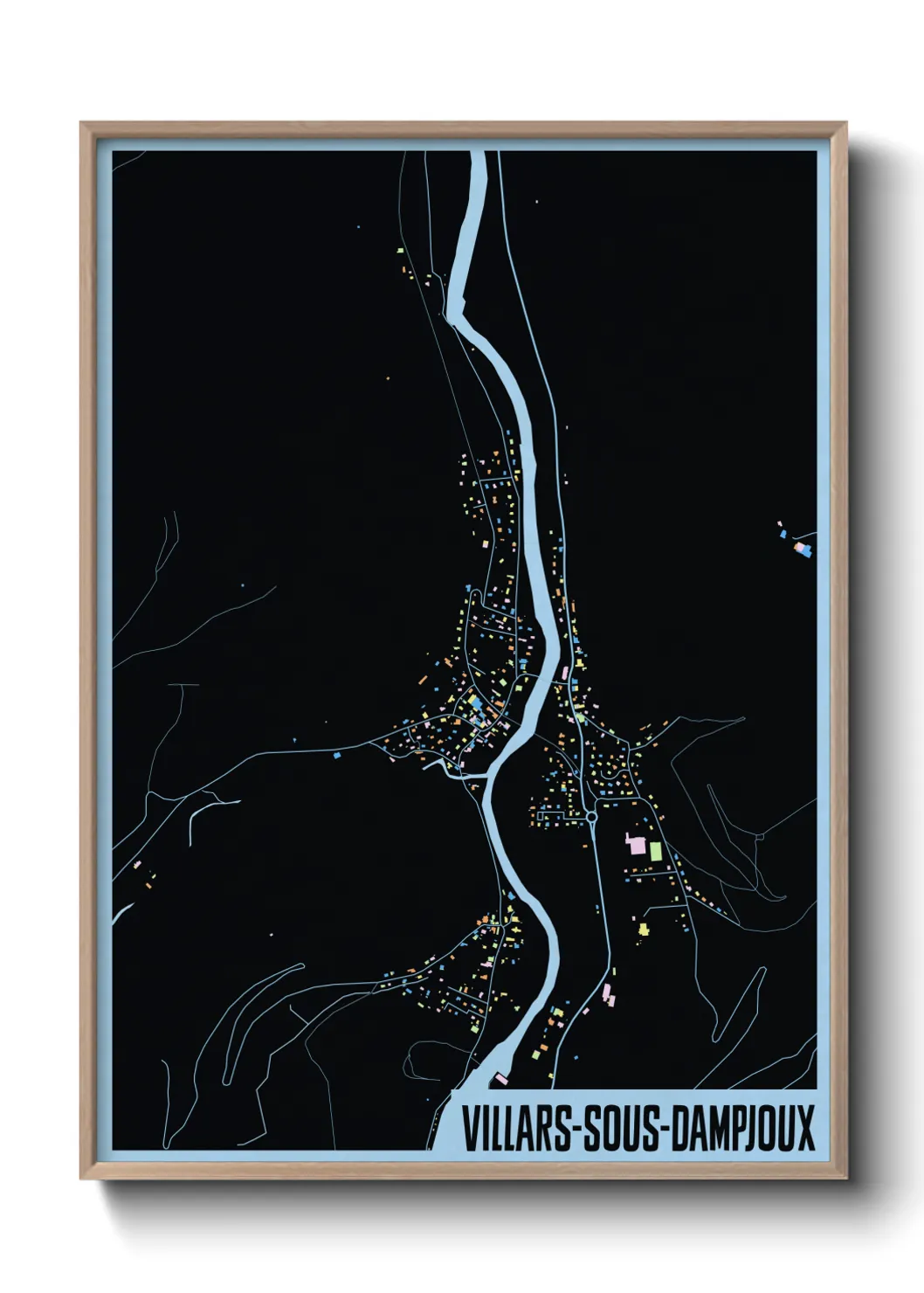 Une affiche de carte sur Villars-sous-Dampjoux