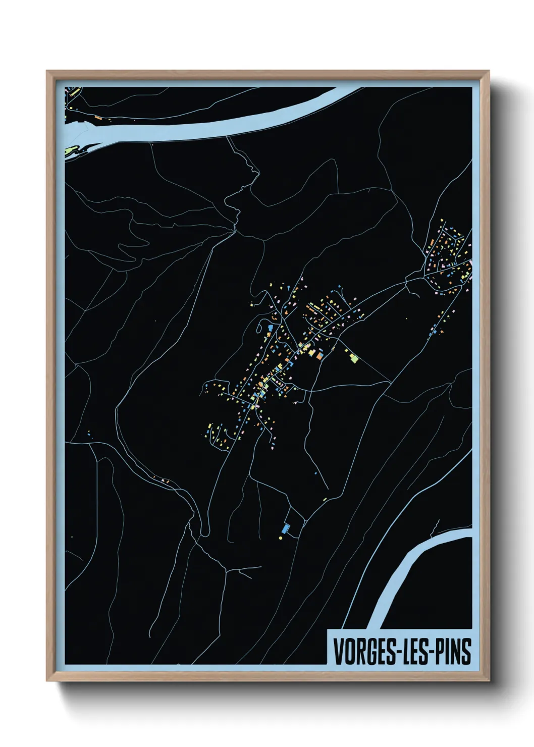 Une affiche de carte sur Vorges-les-Pins