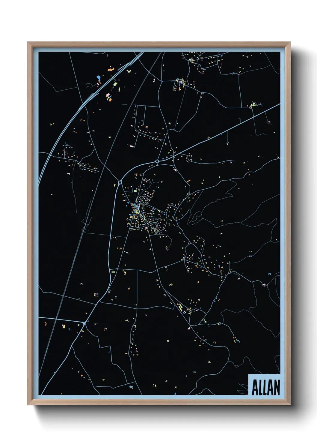 Une affiche de carte sur Allan