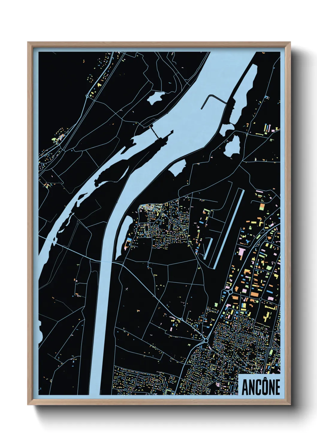 Une affiche de carte sur Ancône