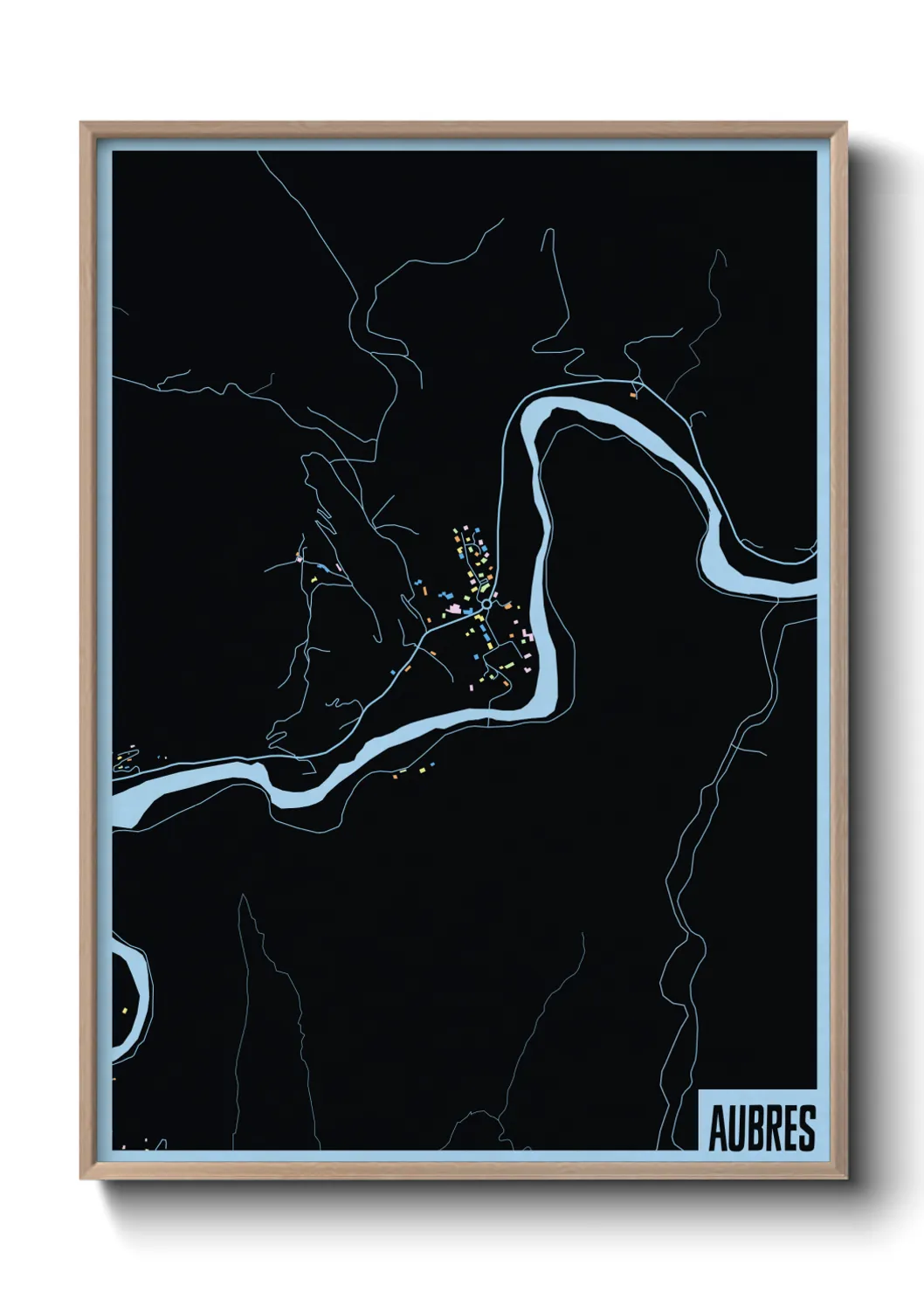 Une affiche de carte sur Aubres