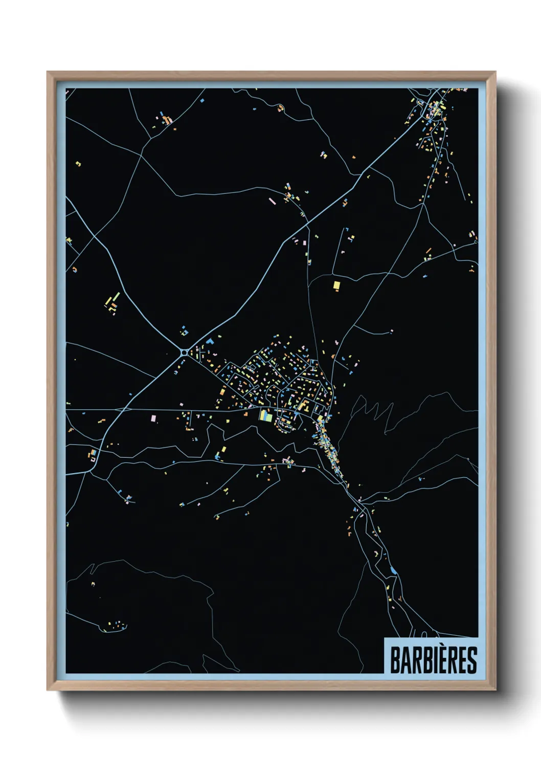 Une affiche de carte sur Barbières