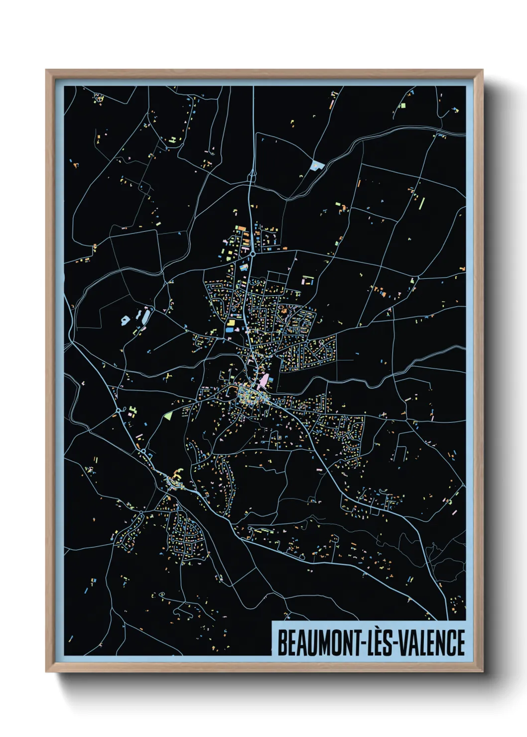 Une affiche de carte sur Beaumont-lès-Valence