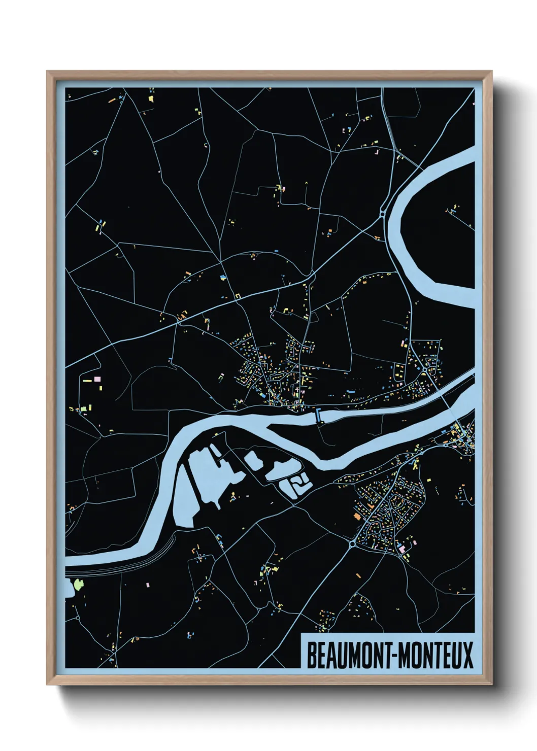 Une affiche de carte sur Beaumont-Monteux