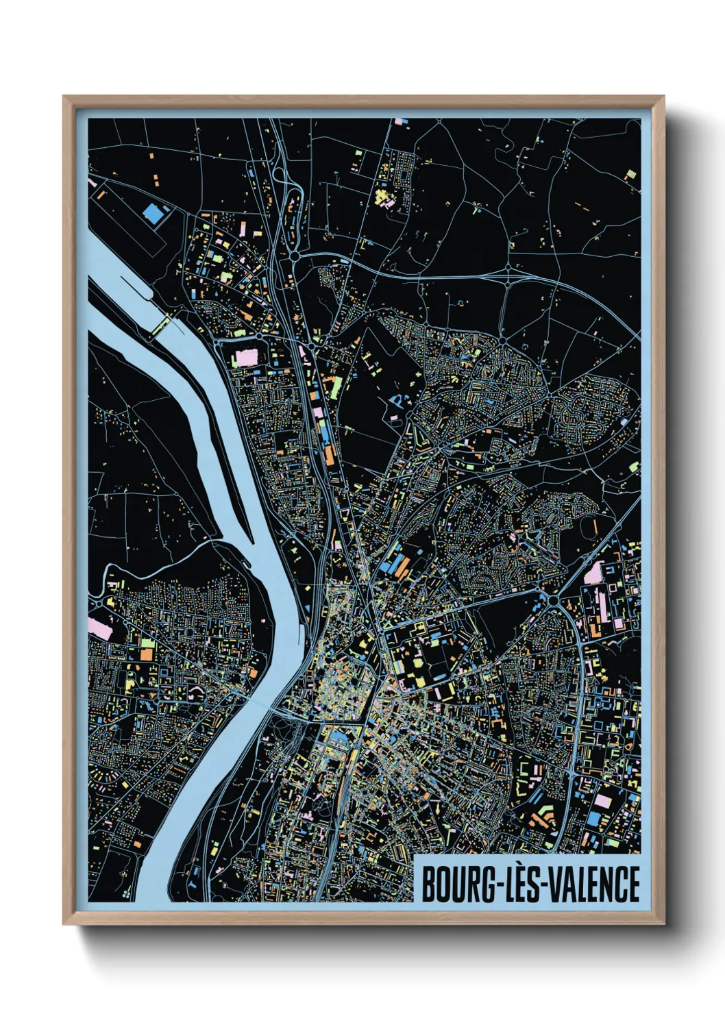 Une affiche de carte sur Bourg-lès-Valence