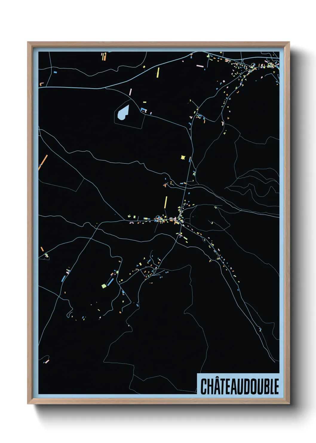 Une affiche de carte sur Châteaudouble