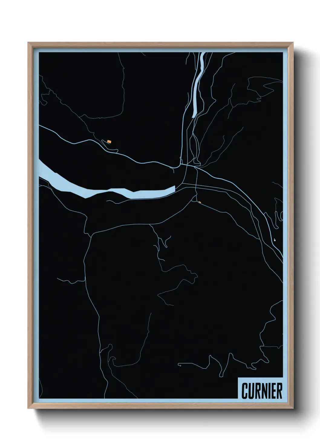 Une affiche de carte sur Curnier