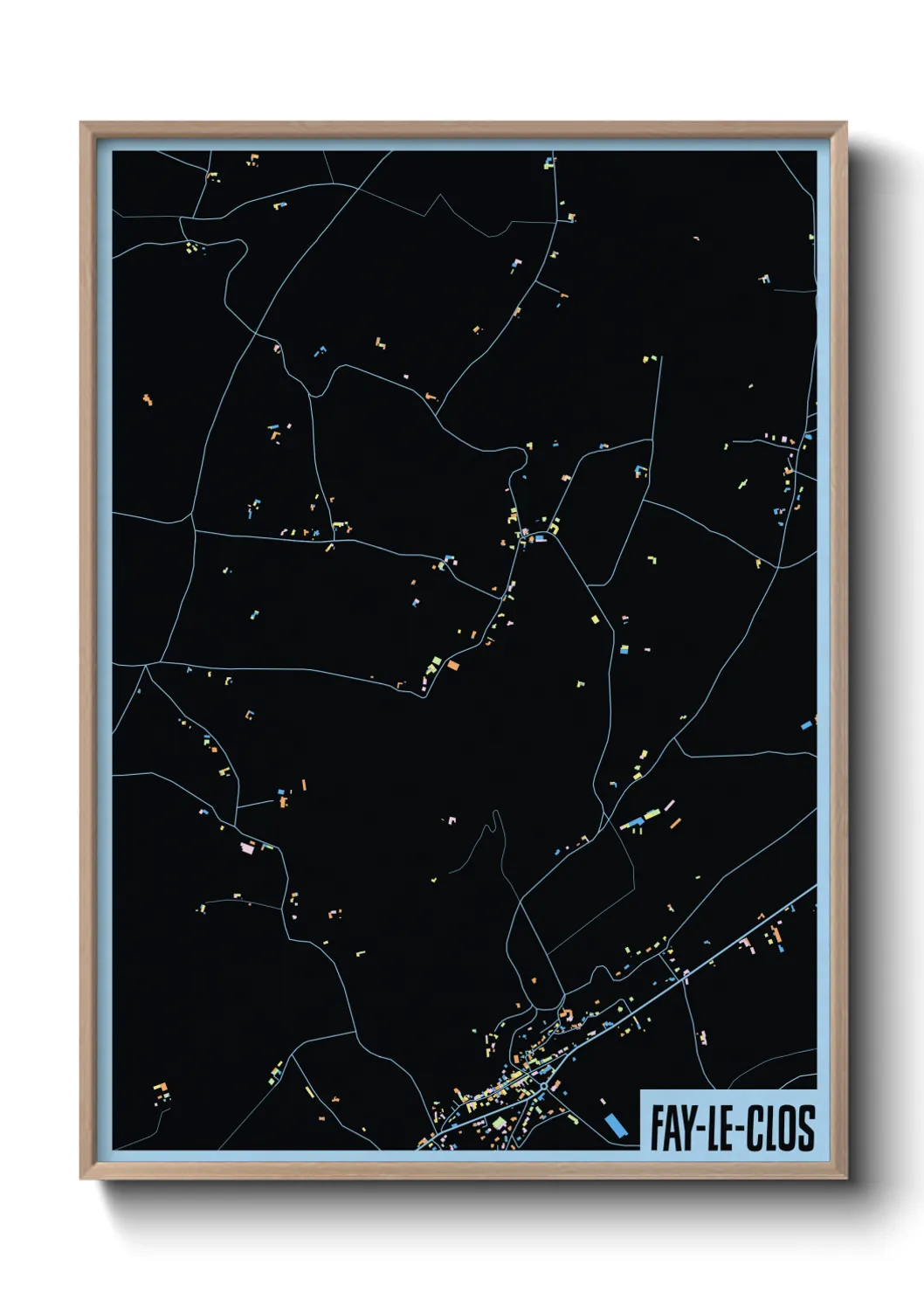 Une affiche de carte sur Fay-le-Clos