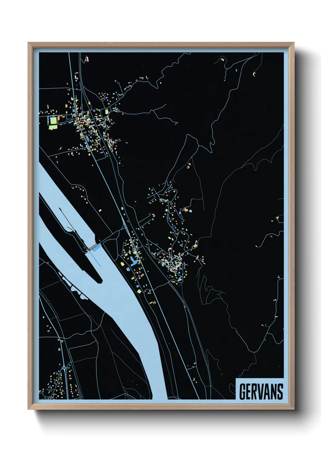 Une affiche de carte sur Gervans