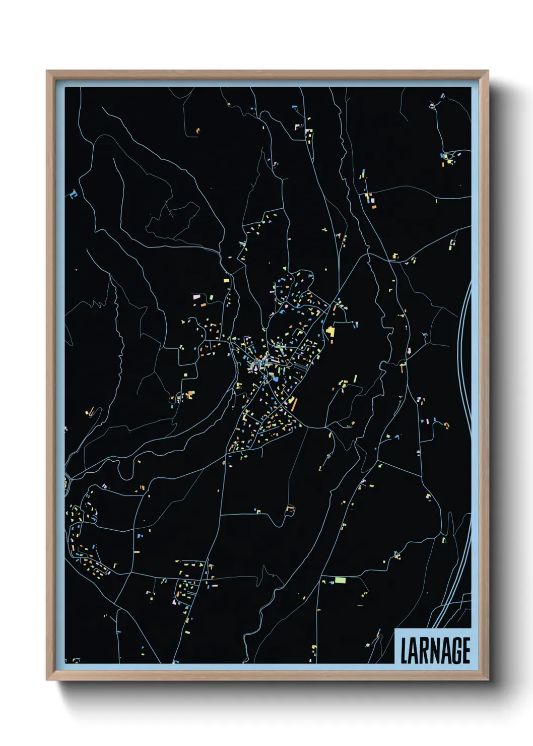 Une affiche de carte sur Larnage