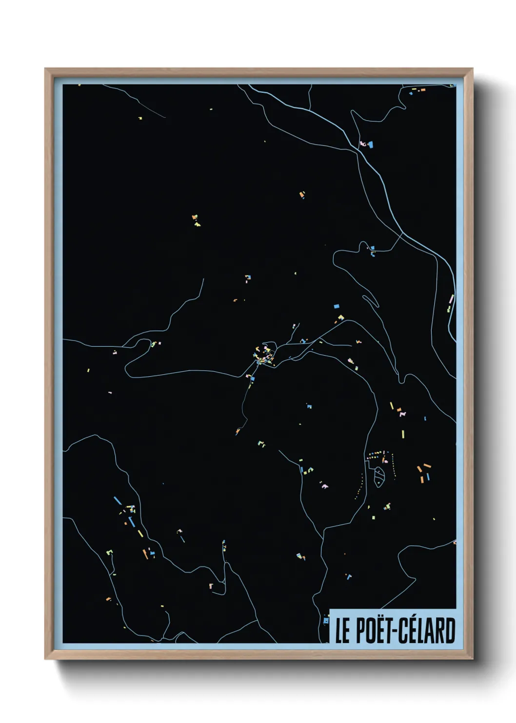 Une affiche de carte sur Le Poët-Célard