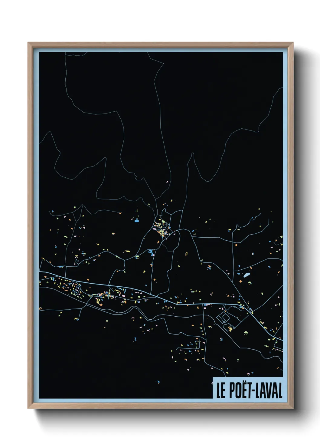 Une affiche de carte sur Le Poët-Laval