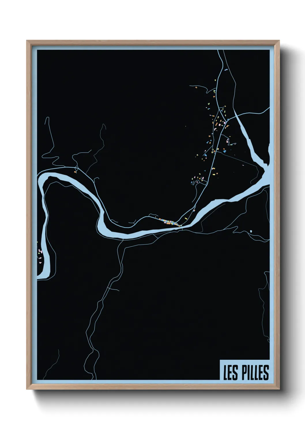 Une affiche de carte sur Les Pilles