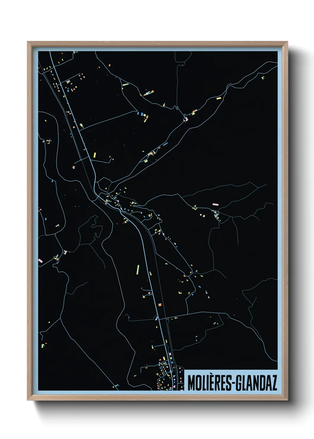 Une affiche de carte sur Molières-Glandaz