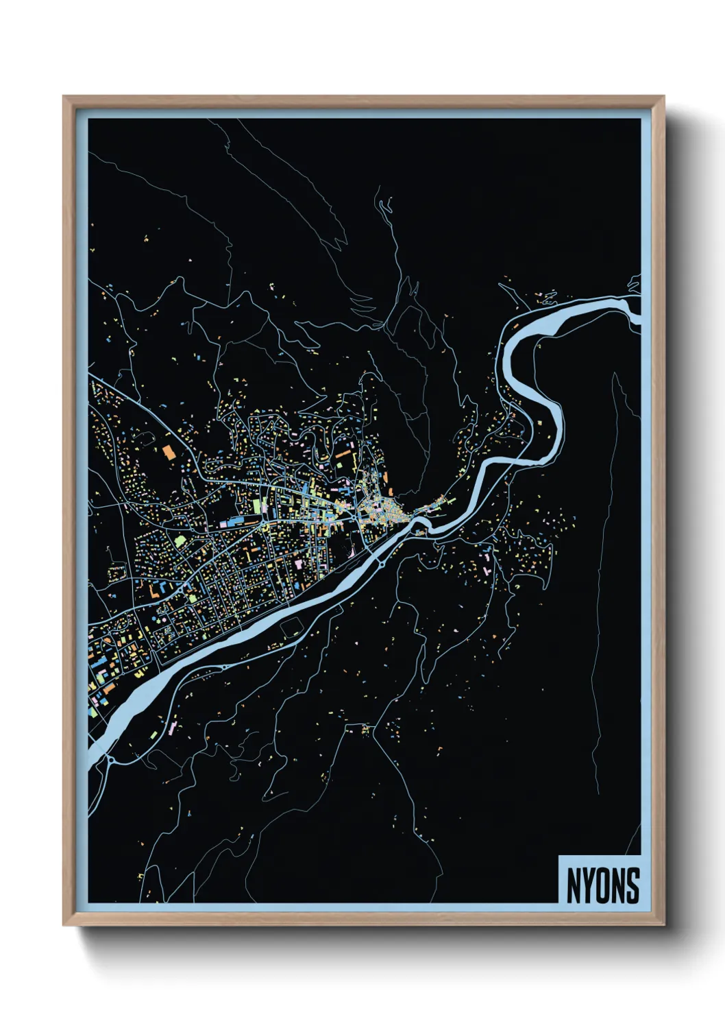 Une affiche de carte sur Nyons