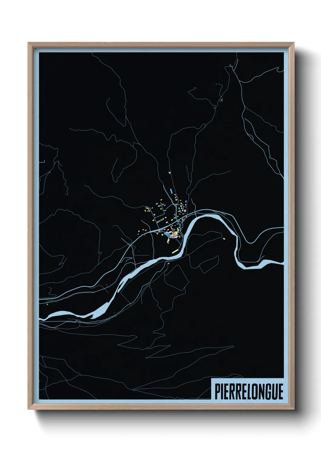 Une affiche de carte sur Pierrelongue