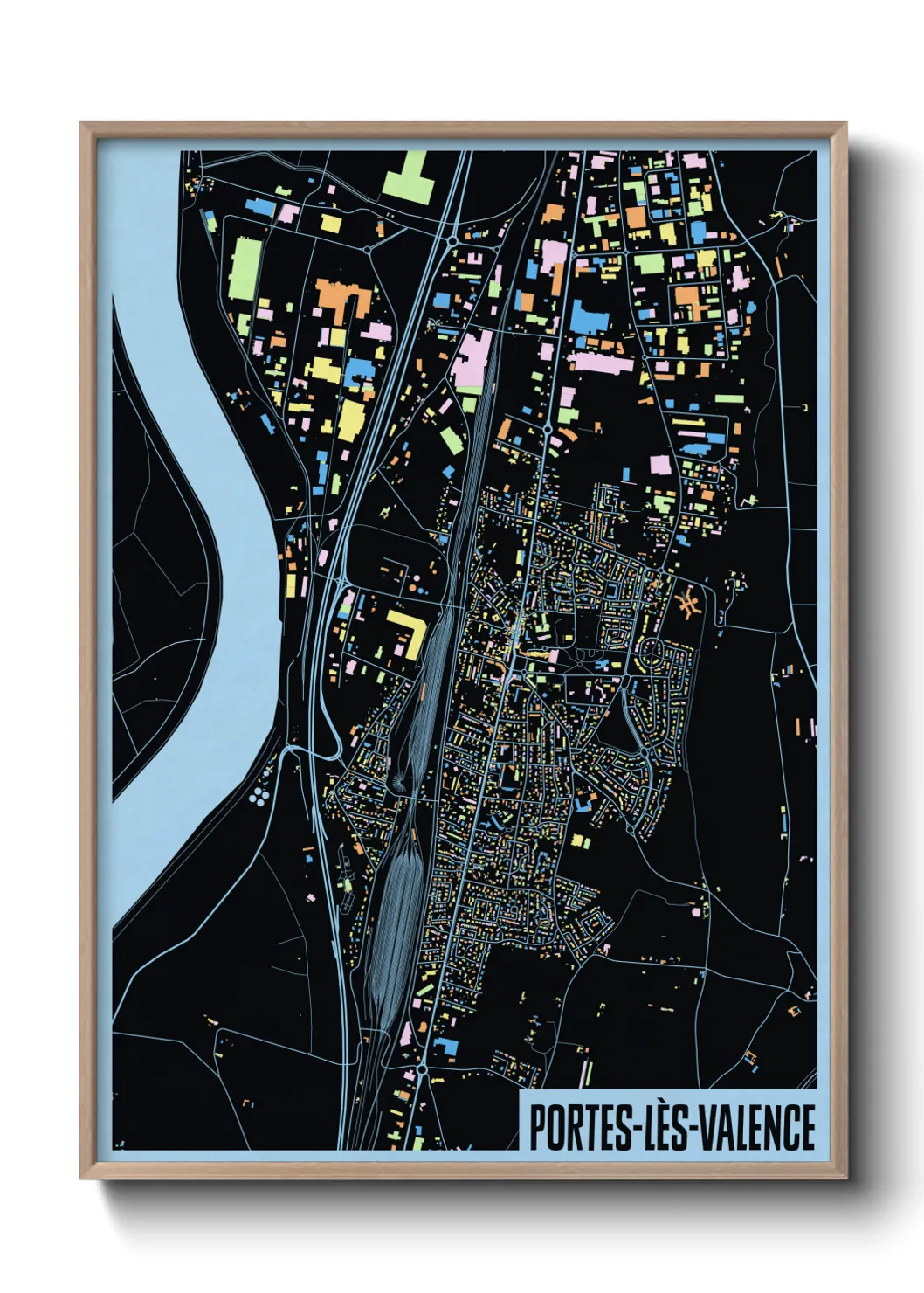 Une affiche de carte sur Portes-lès-Valence