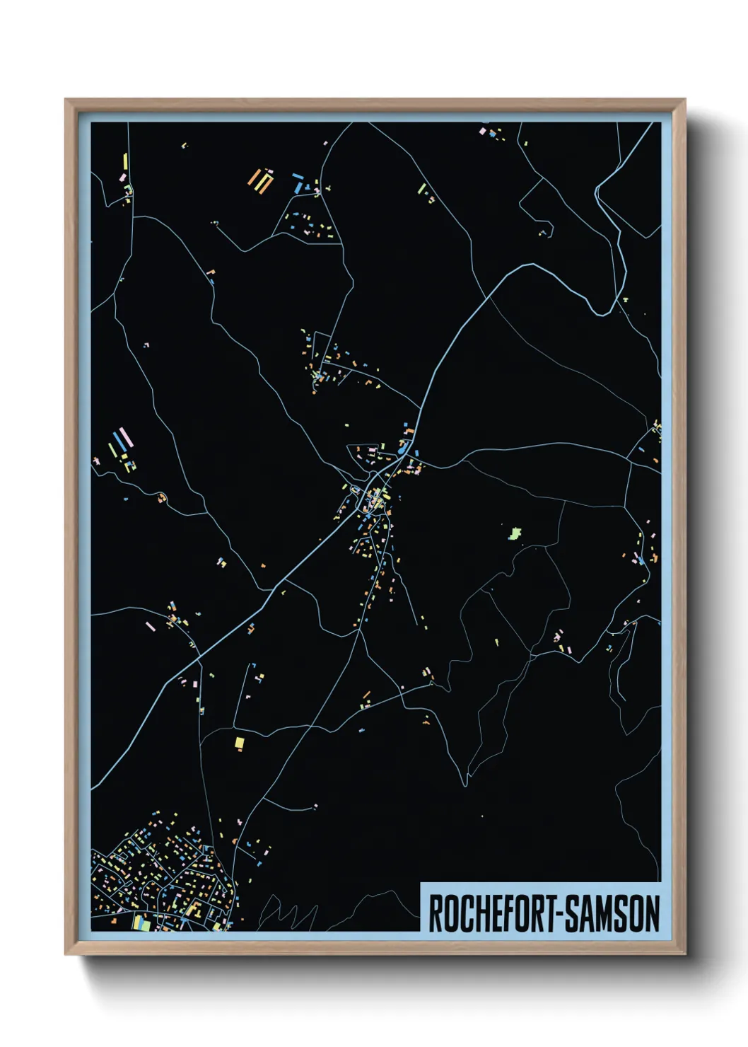 Une affiche de carte sur Rochefort-Samson