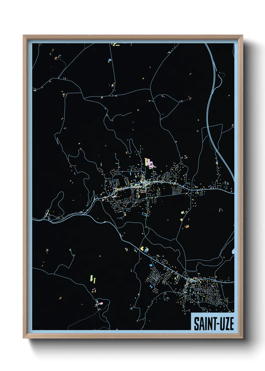 Une affiche de carte sur Saint-Uze