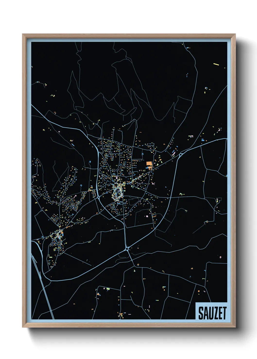 Une affiche de carte sur Sauzet