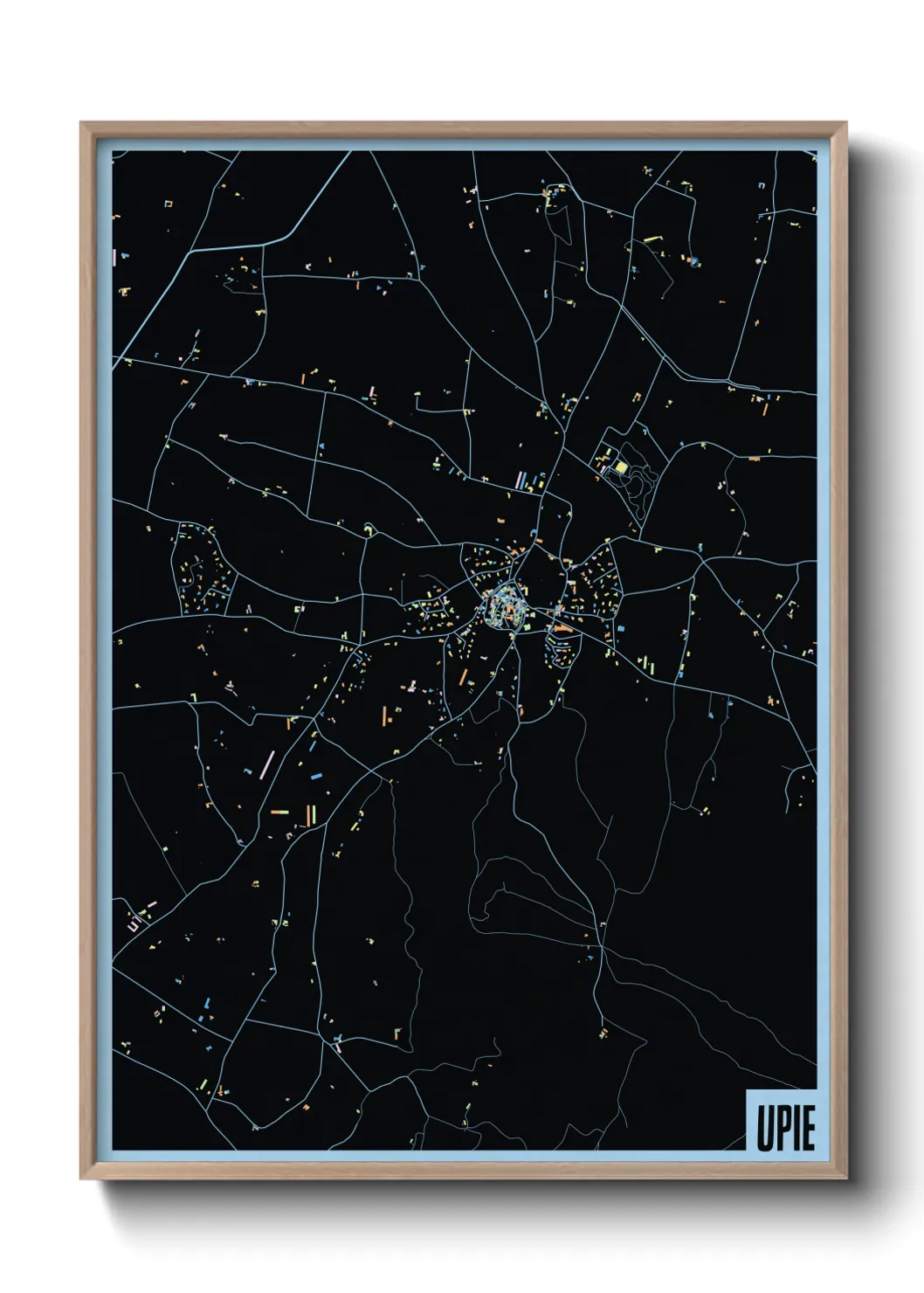 Une affiche de carte sur Upie