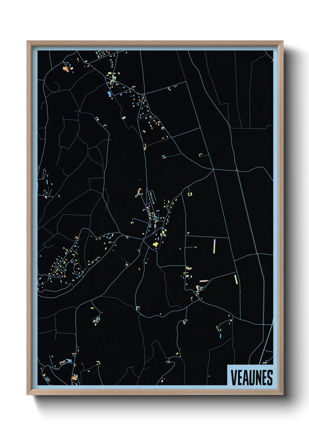 Une affiche de carte sur Veaunes