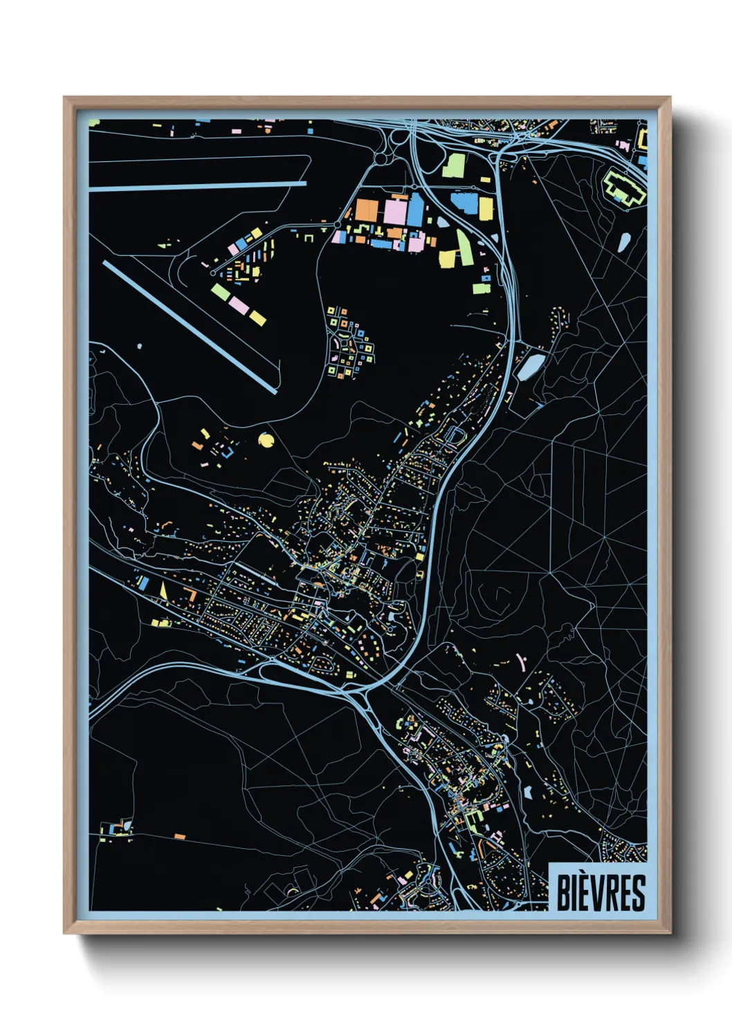Une affiche de carte sur Bièvres