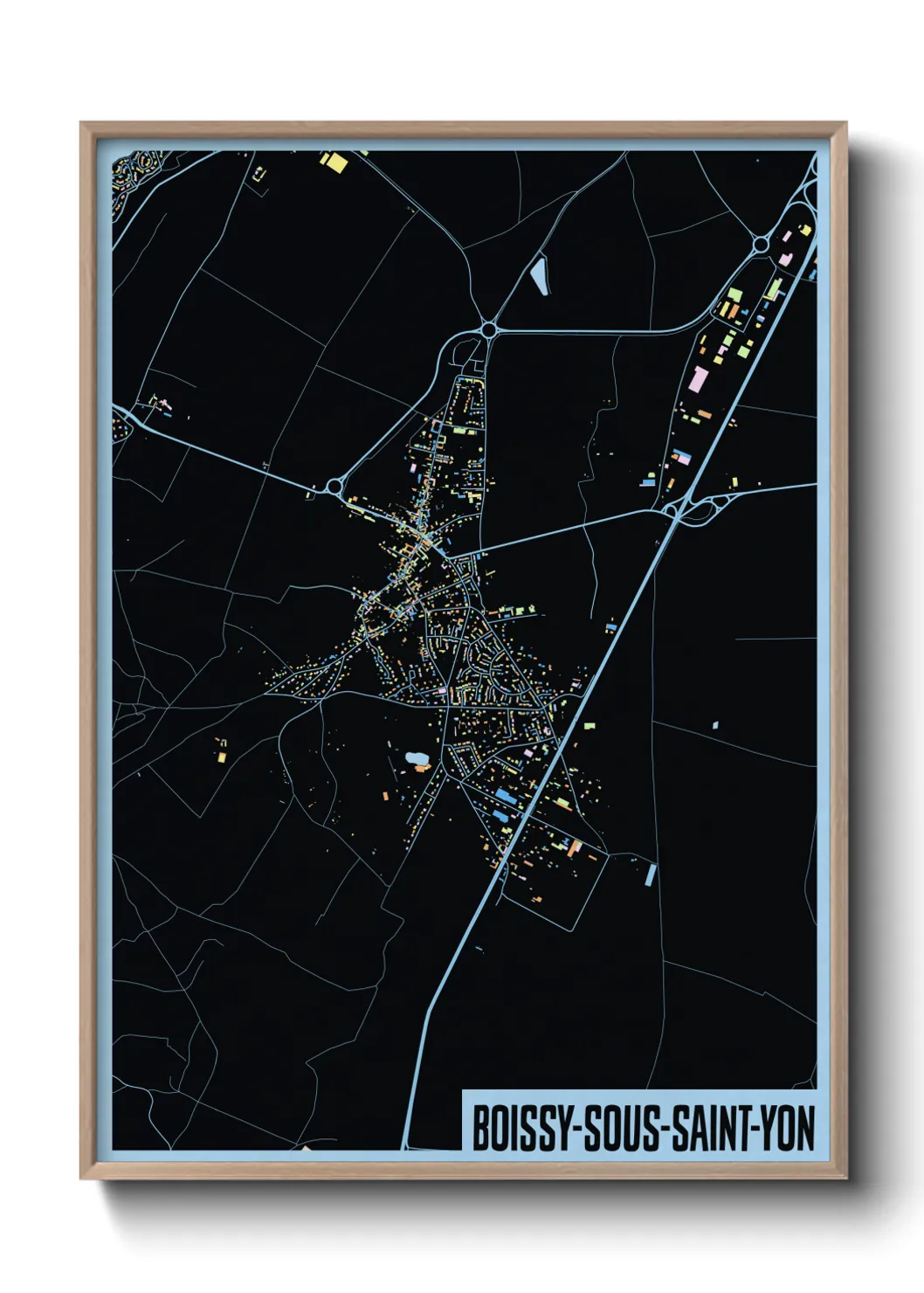 Une affiche de carte sur Boissy-sous-Saint-Yon