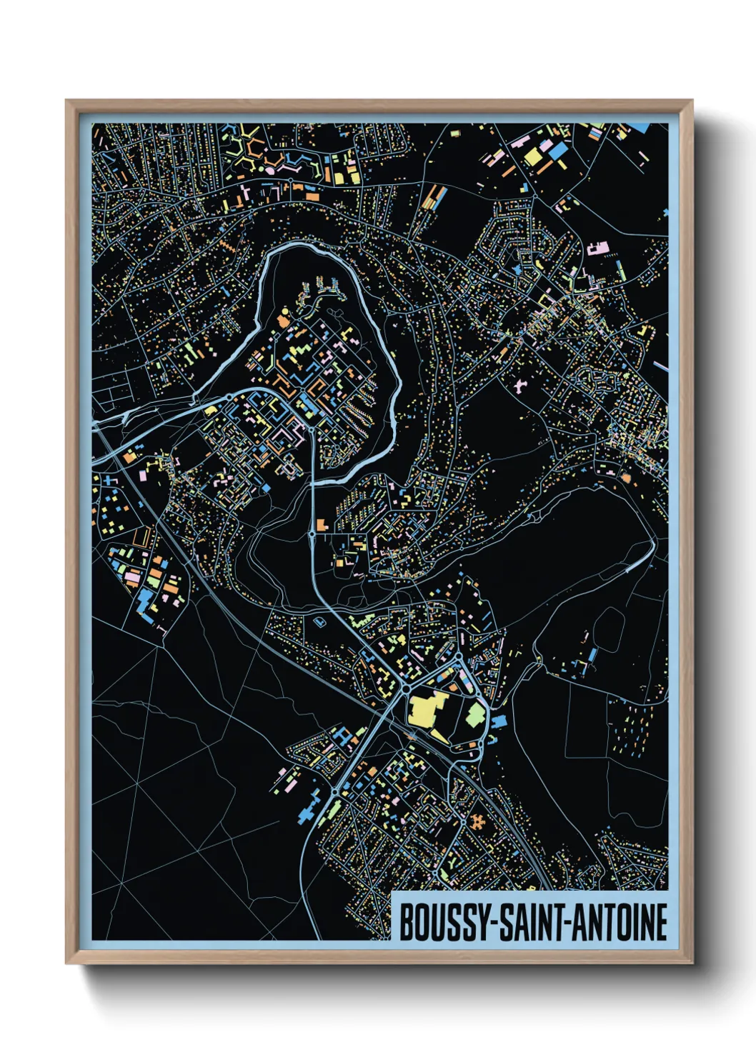 Une affiche de carte sur Boussy-Saint-Antoine