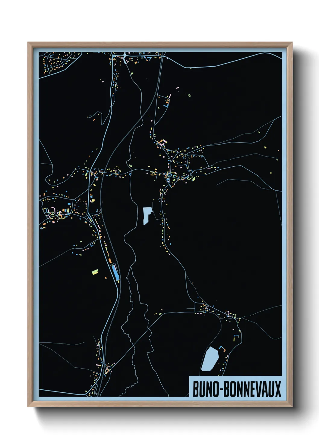 Une affiche de carte sur Buno-Bonnevaux