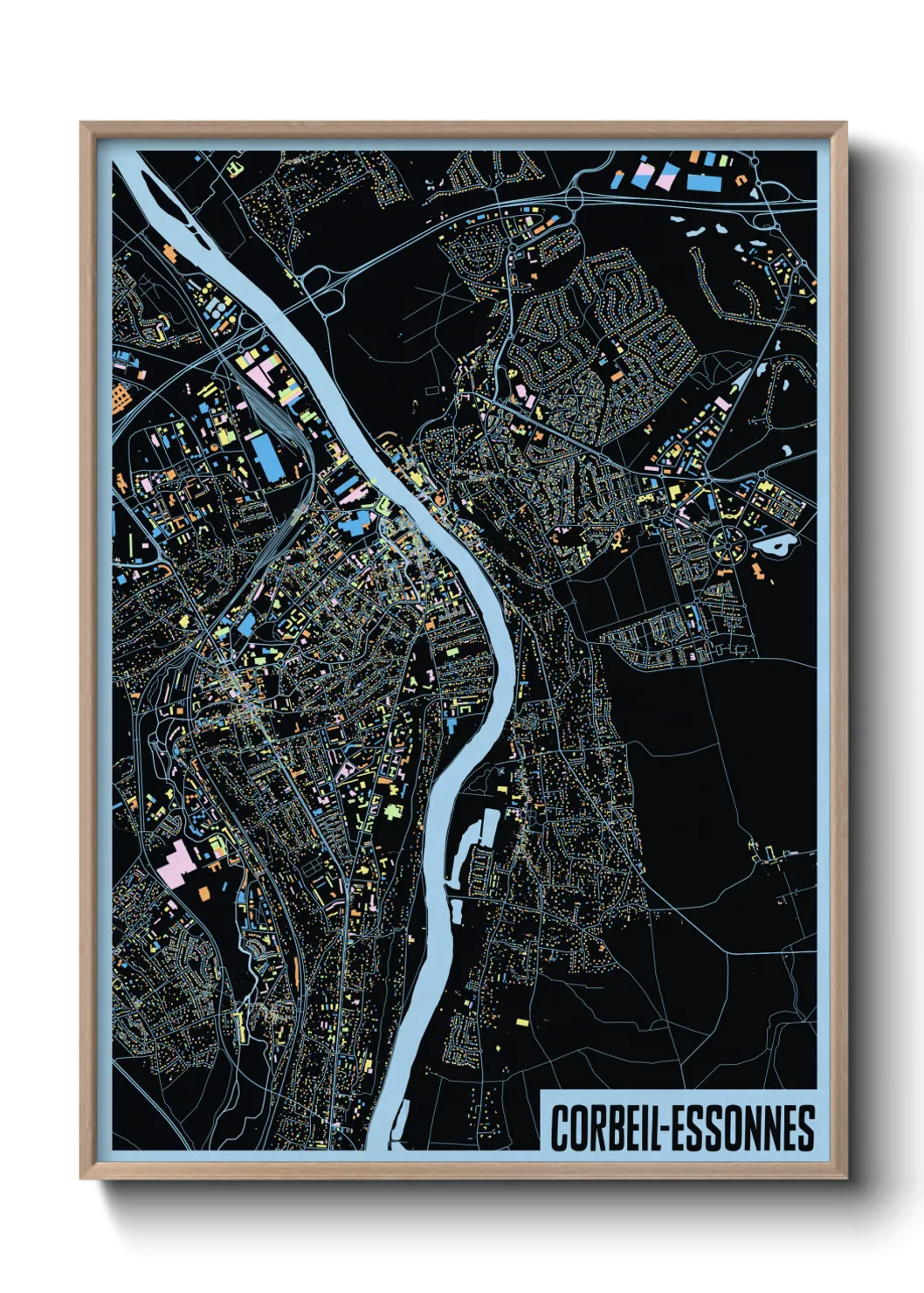 Une affiche de carte sur Corbeil-Essonnes