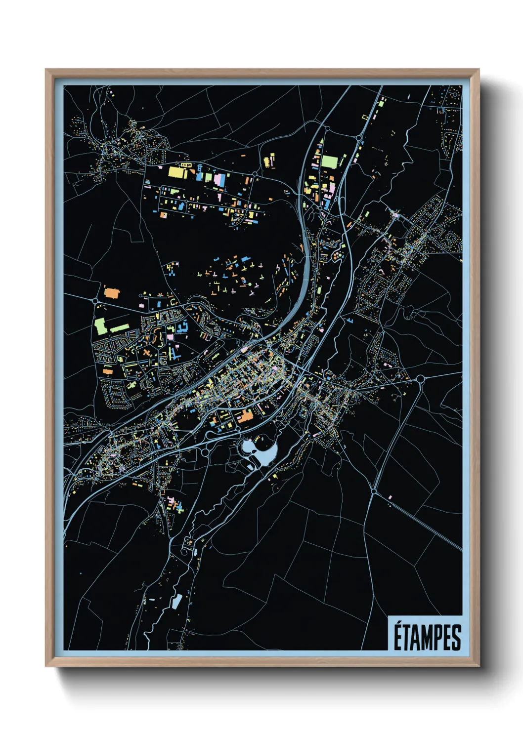 Une affiche de carte sur Étampes