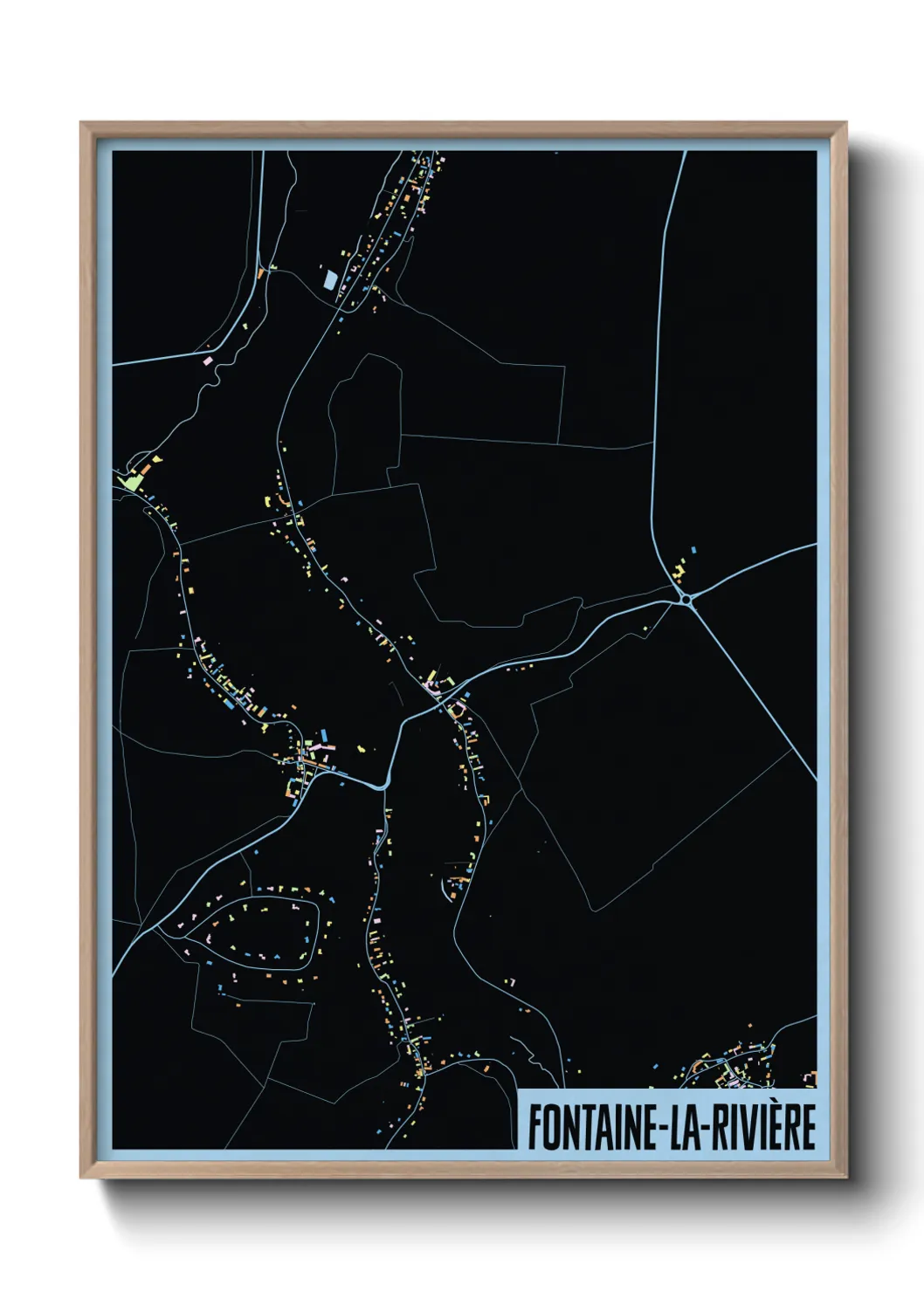 Une affiche de carte sur Fontaine-la-Rivière