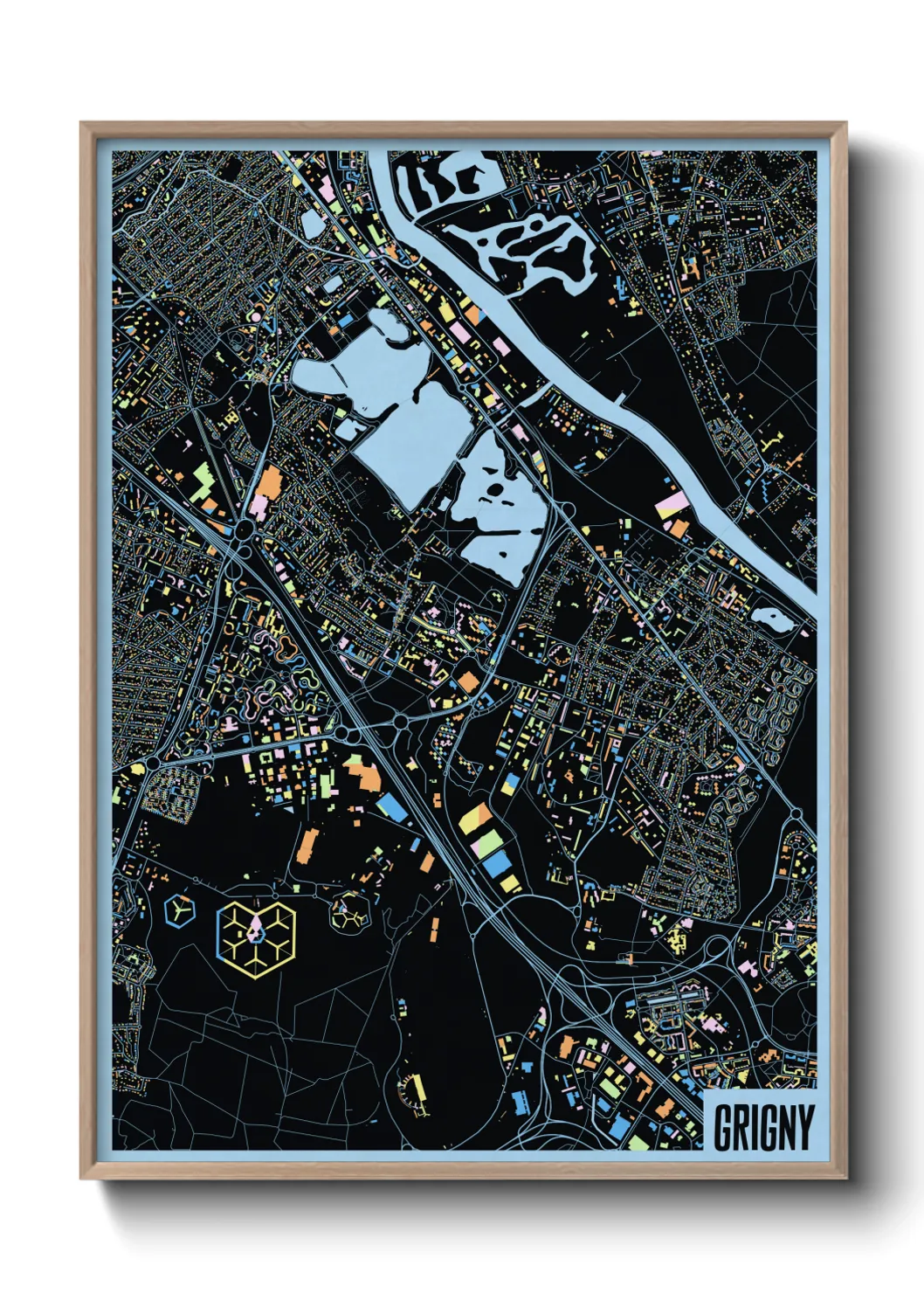 Une affiche de carte sur Grigny