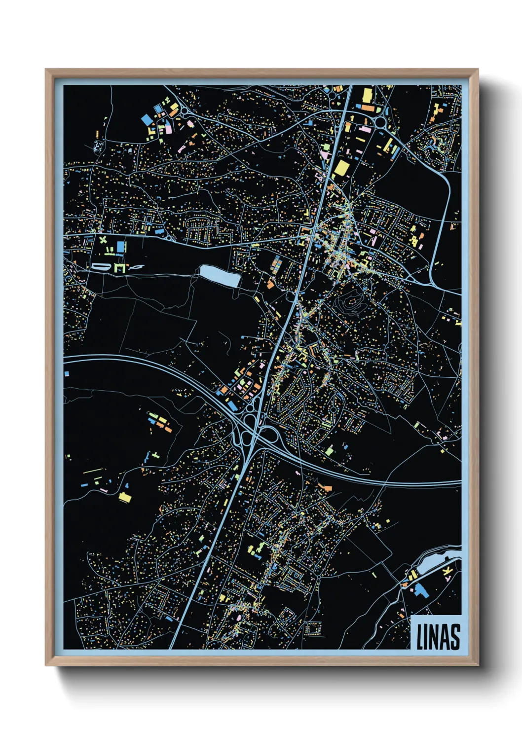 Une affiche de carte sur Linas