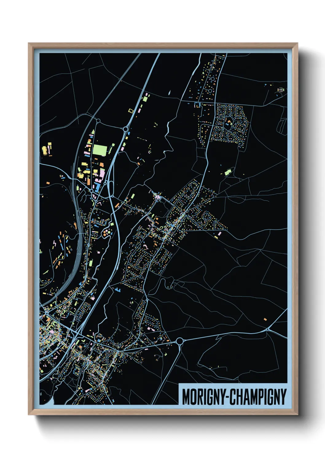 Une affiche de carte sur Morigny-Champigny