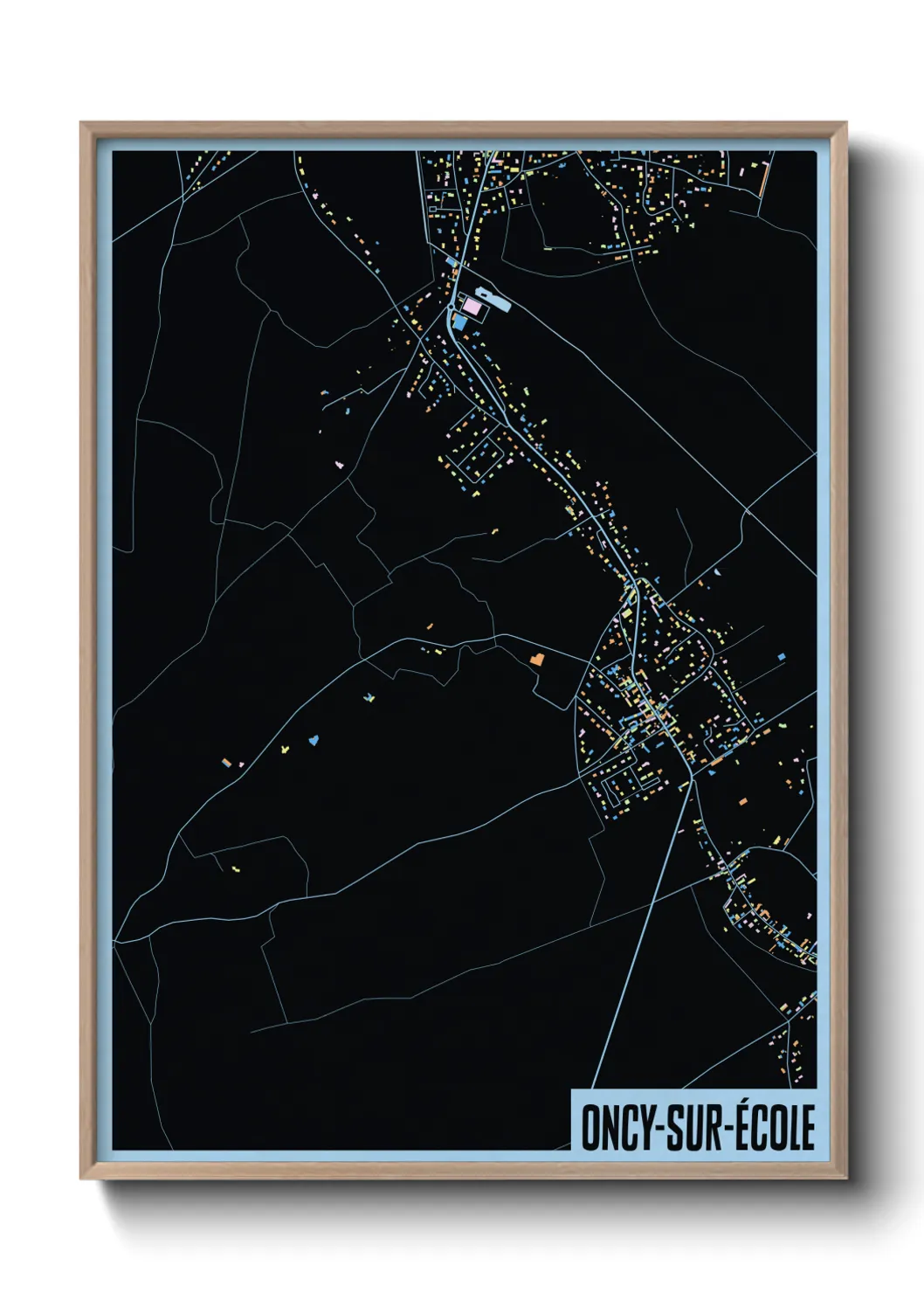 Une affiche de carte sur Oncy-sur-École