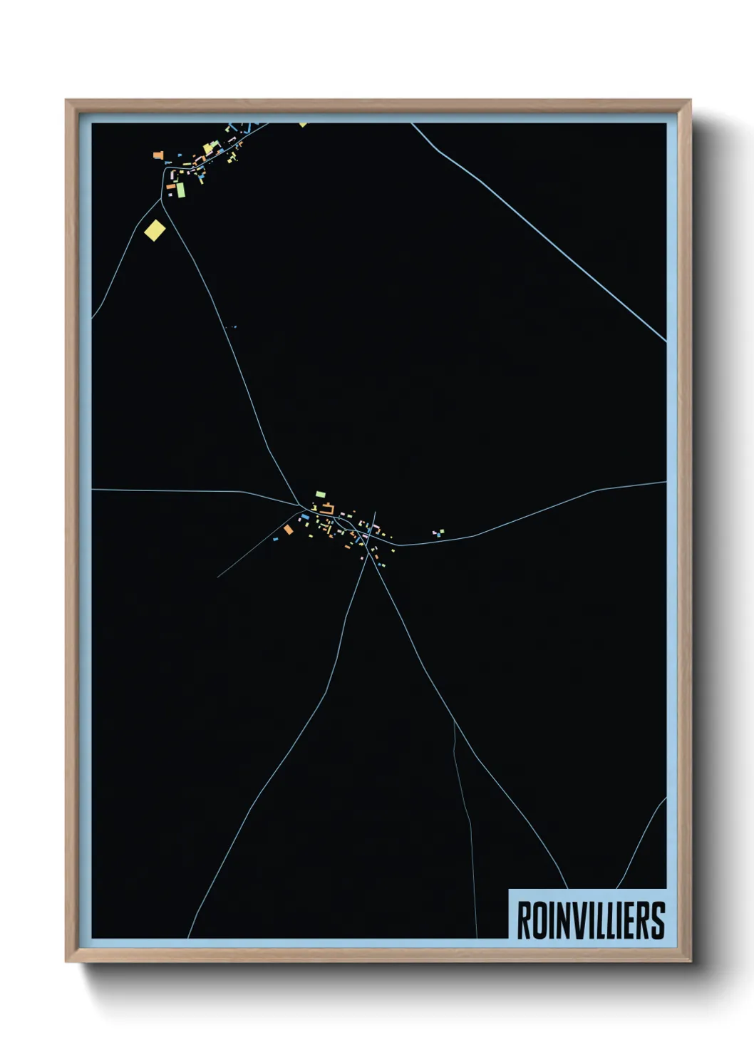 Une affiche de carte sur Roinvilliers