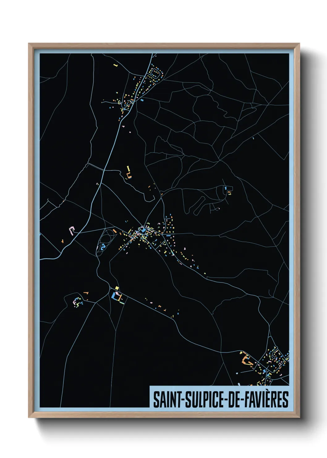 Une affiche de carte sur Saint-Sulpice-de-Favières