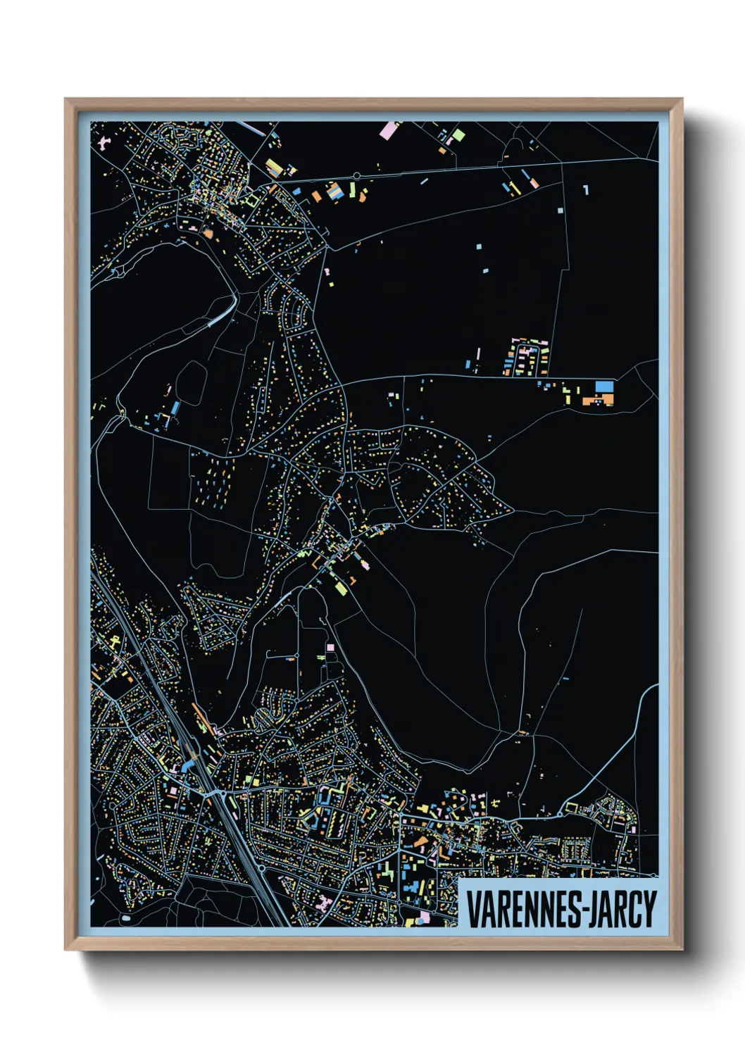 Une affiche de carte sur Varennes-Jarcy