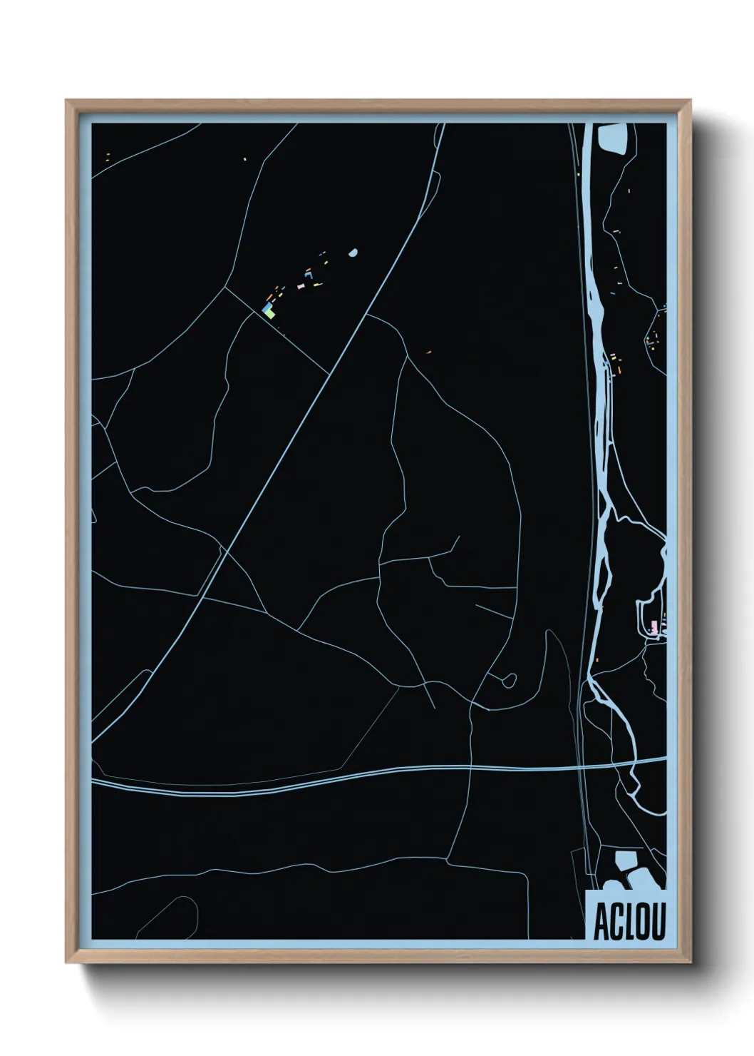 Une affiche de carte sur Aclou