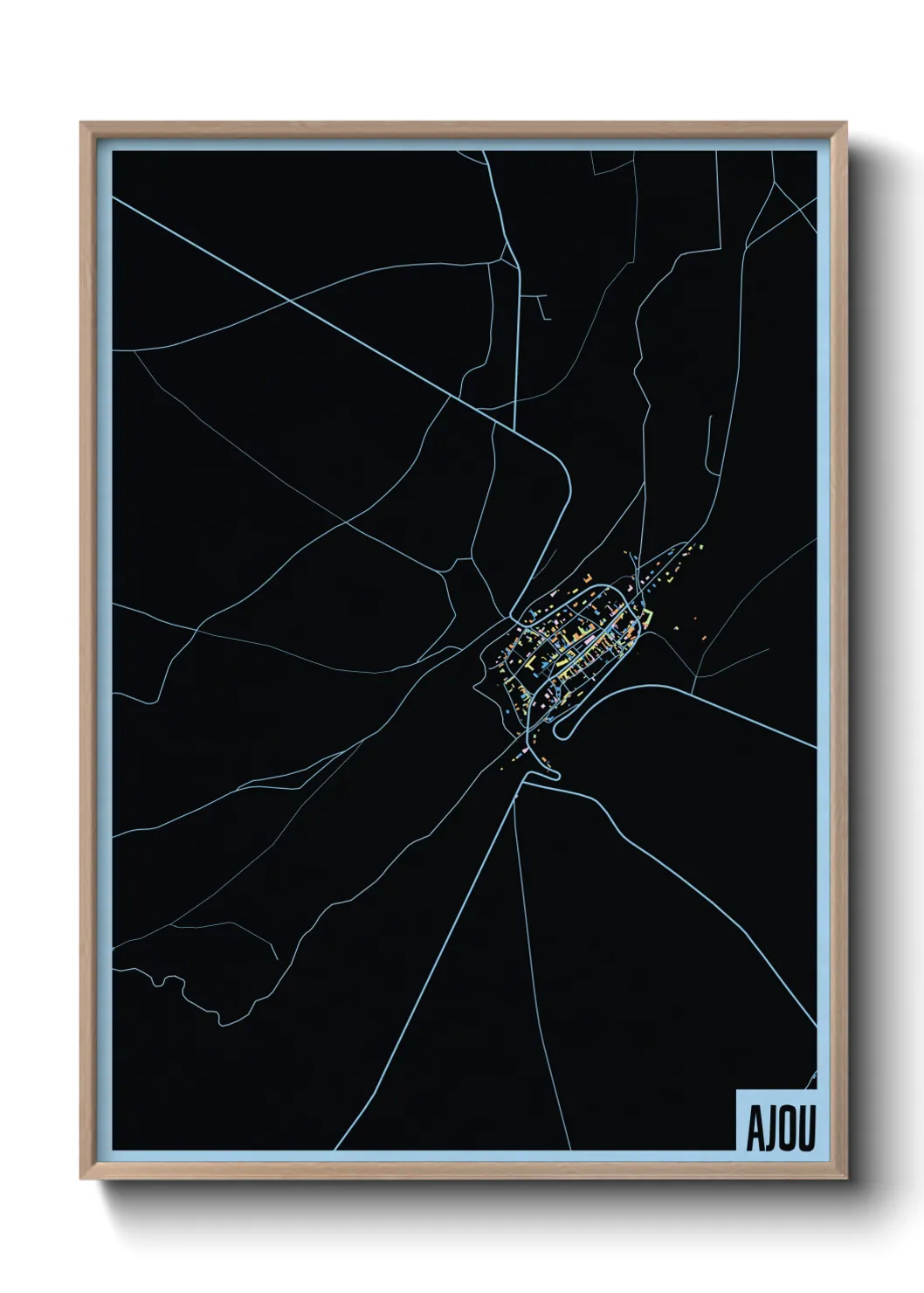 Une affiche de carte sur Ajou