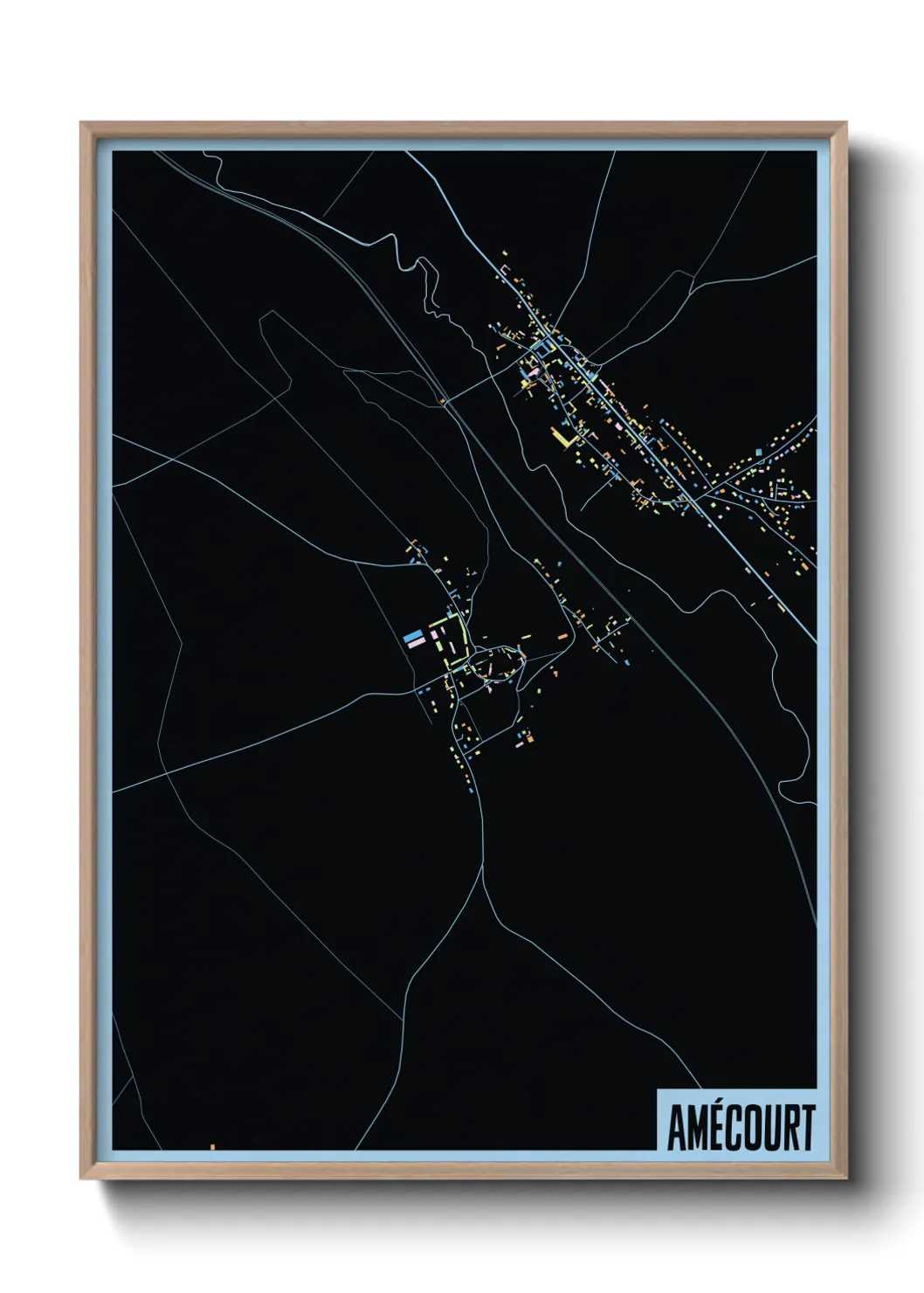 Une affiche de carte sur Amécourt